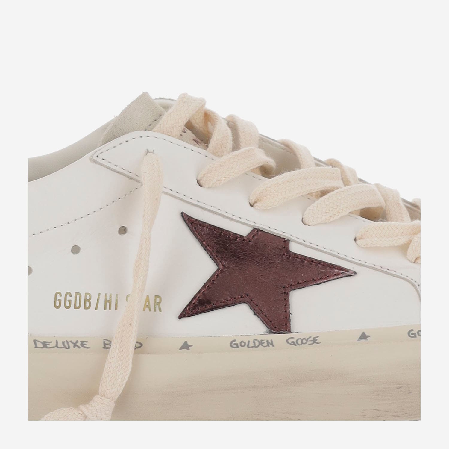 Golden Goose Women Hi Star Leather Upper Suede Toe Laminated Star Glitter Heel In Neutral