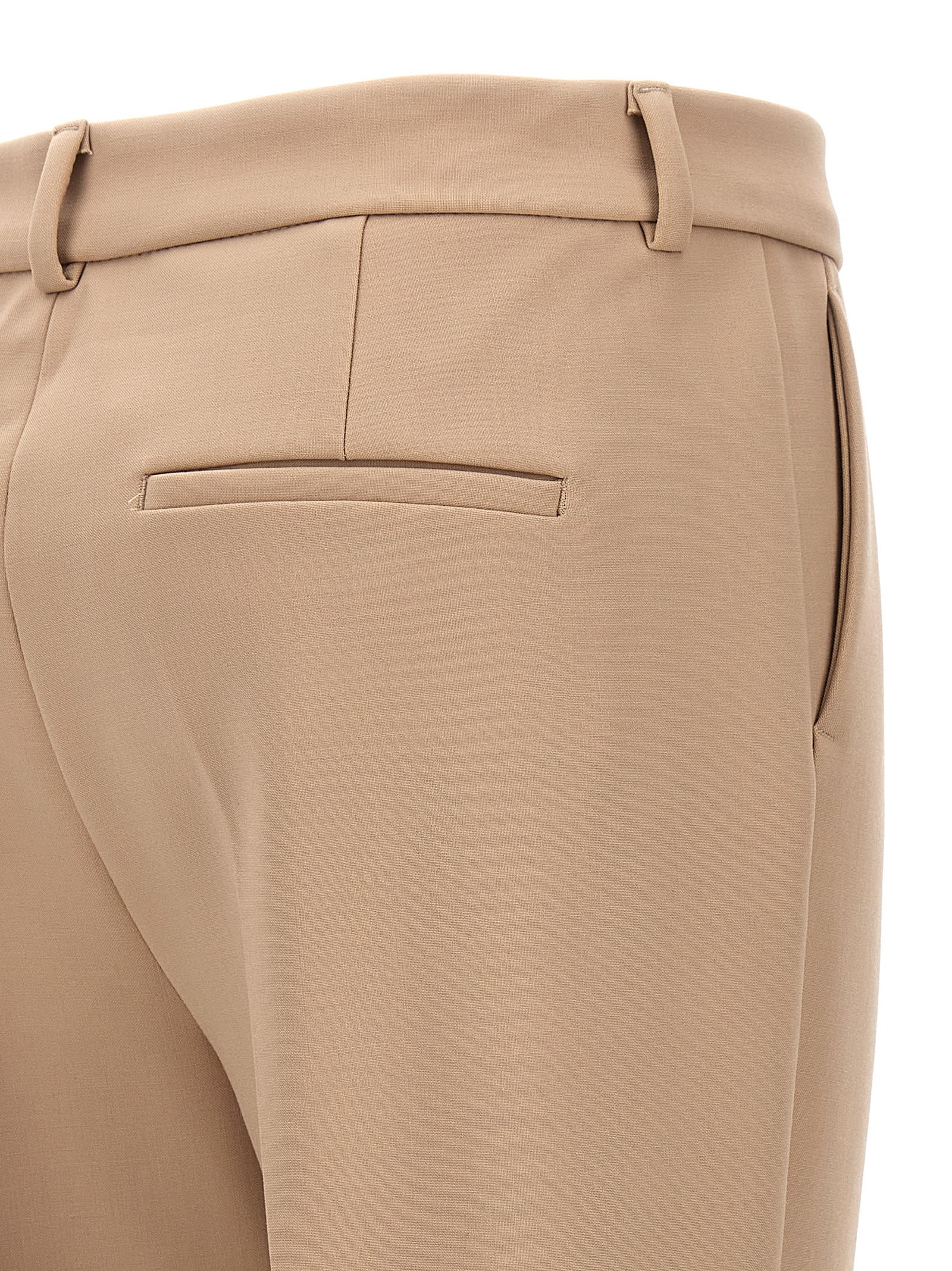 Sportmax Straight Leg Trousers With Pockets And Belt Loops In Beige