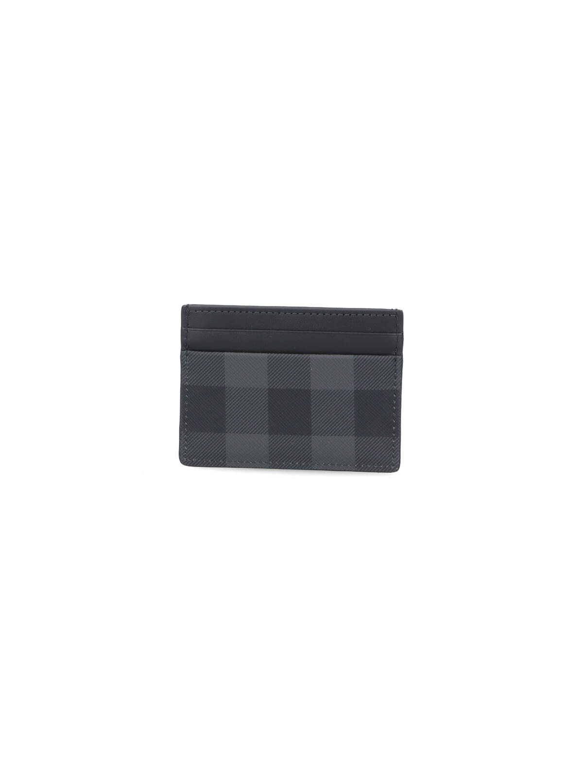 Burberry Check Card Holder In Gray