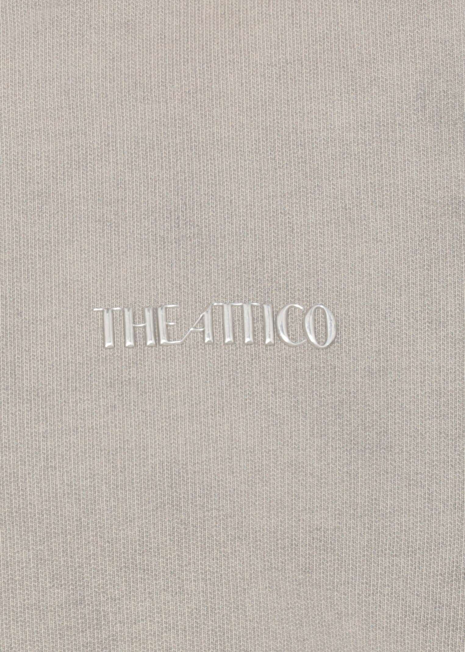 Attico Taupe Grey Cotton Sweatshirt With Front Relief Logo In Gray