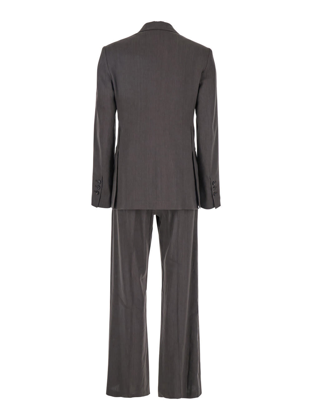 Tela Brown Double-breasted Suit With Notched Revers In Linen And Viscose Stretch Blend Woman In Brown