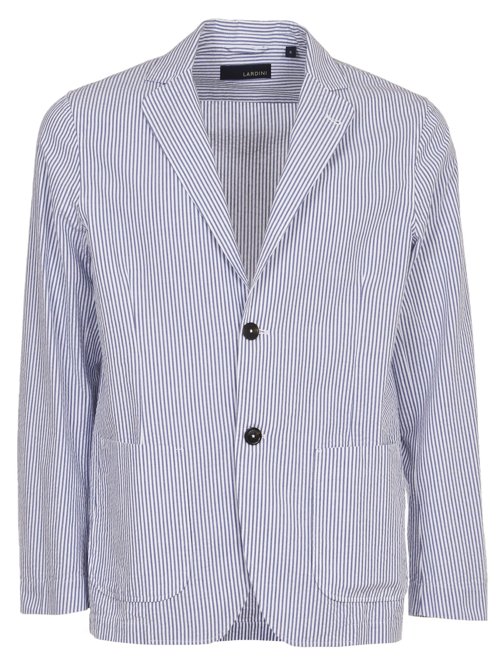 Lardini Blue Cotton Pinestripe Jacket In Multicolor