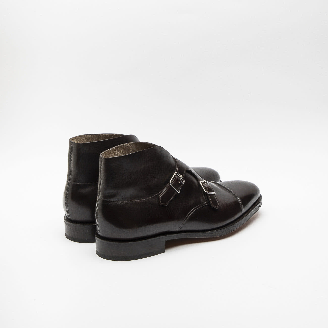 Shop John Lobb William Ii Boot Dark Brown Misty Calf Monk Strap Boot (fitting F/ee) In Marrone