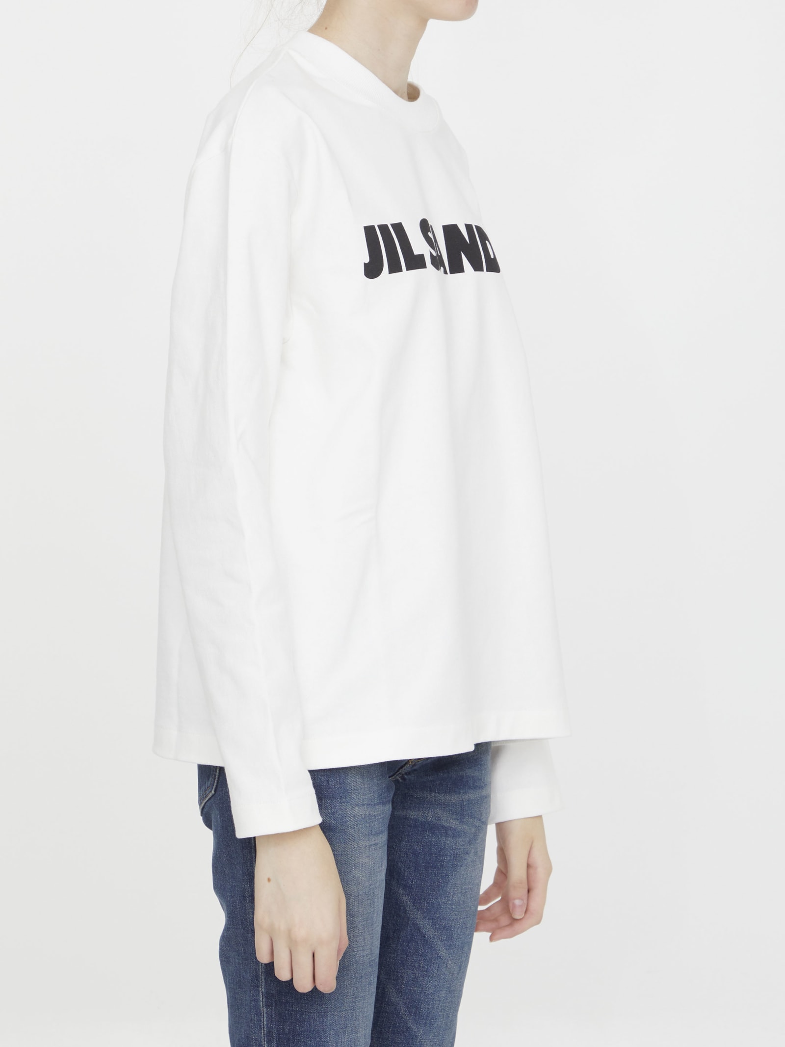 Shop Jil Sander Cotton T-shirt With Logo In Natural