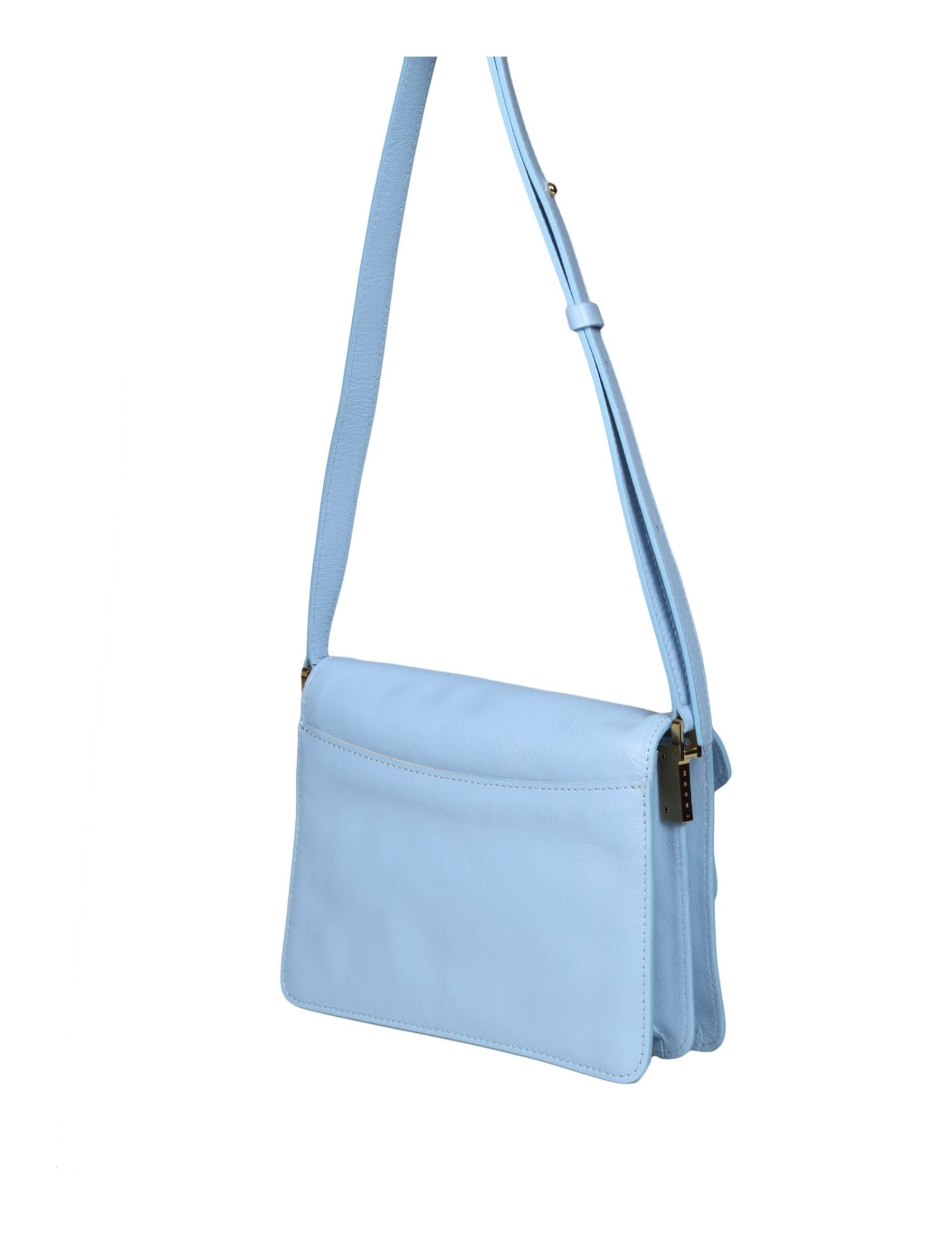 Shop Marni Trunk Soft Shoulder Bag In Sky Blue Leather In Light Blue