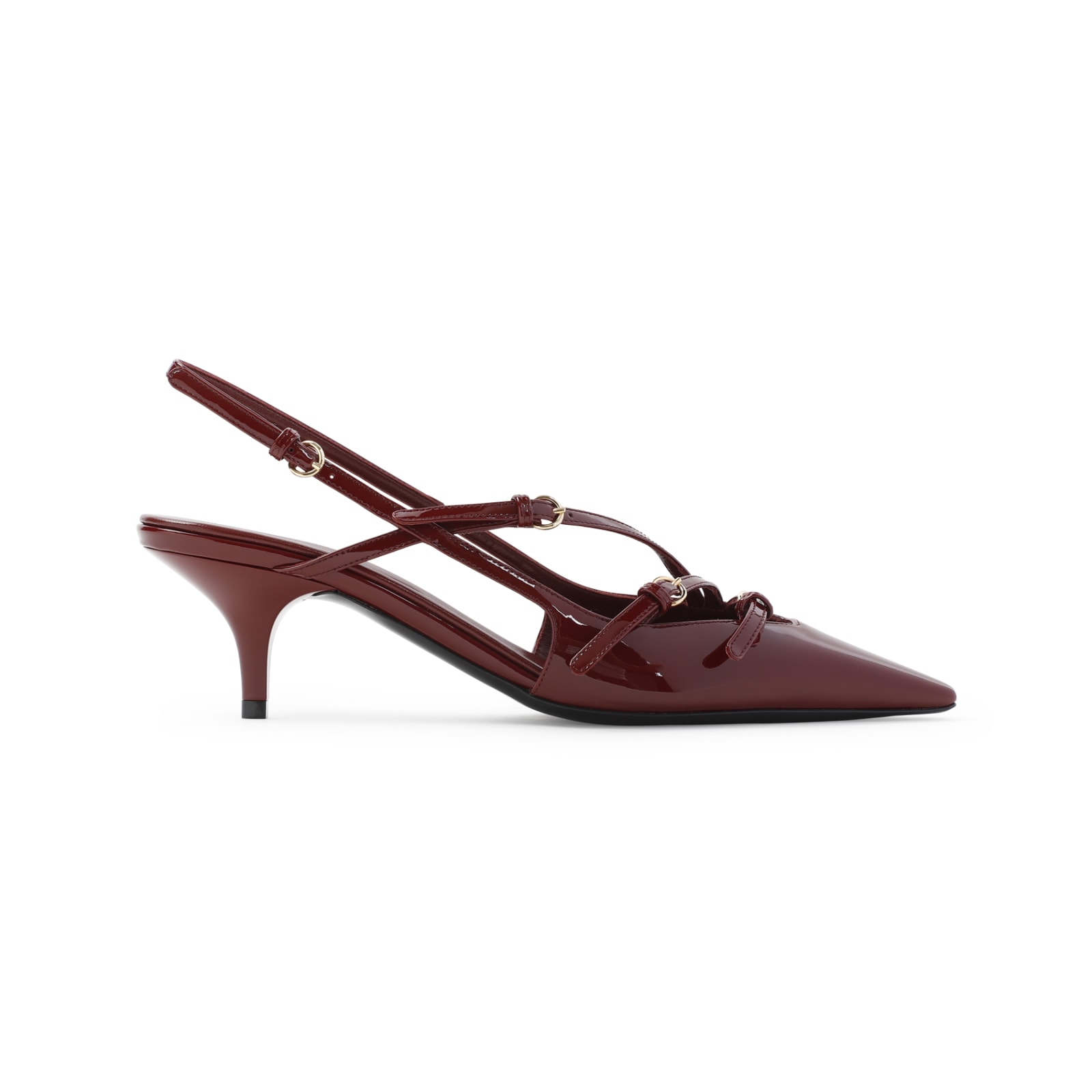 Miu Miu Patent Leather Slingbacks With Buckles In Porpora