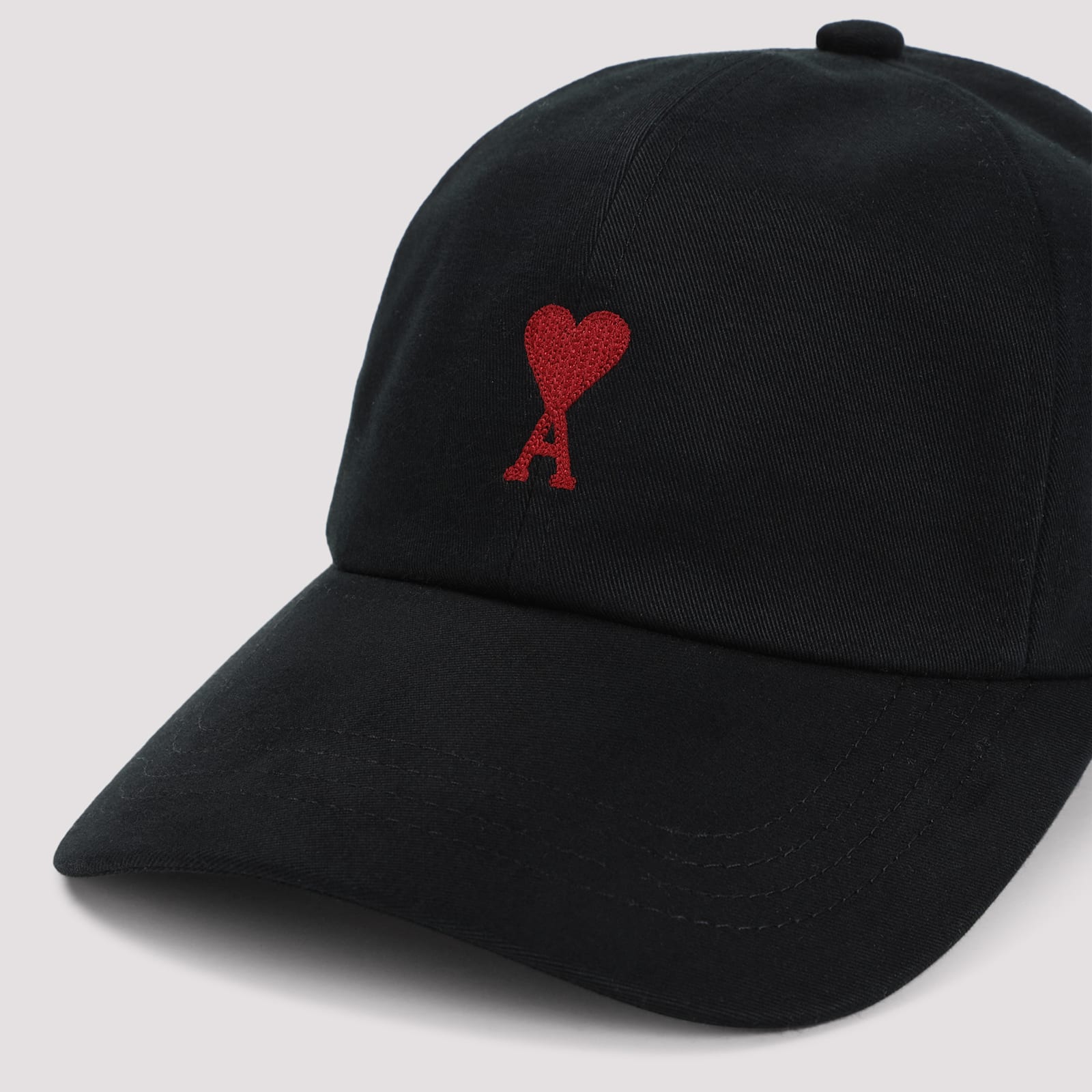 Ami Alexandre Mattiussi Red Adc Embroidery Hat In Black