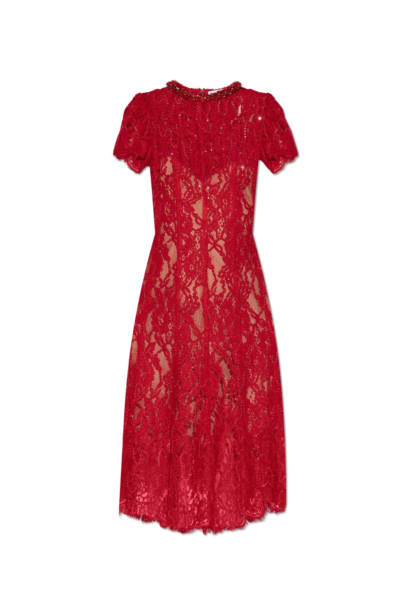 Self Portrait Lace Dress With Shimmering Crystals