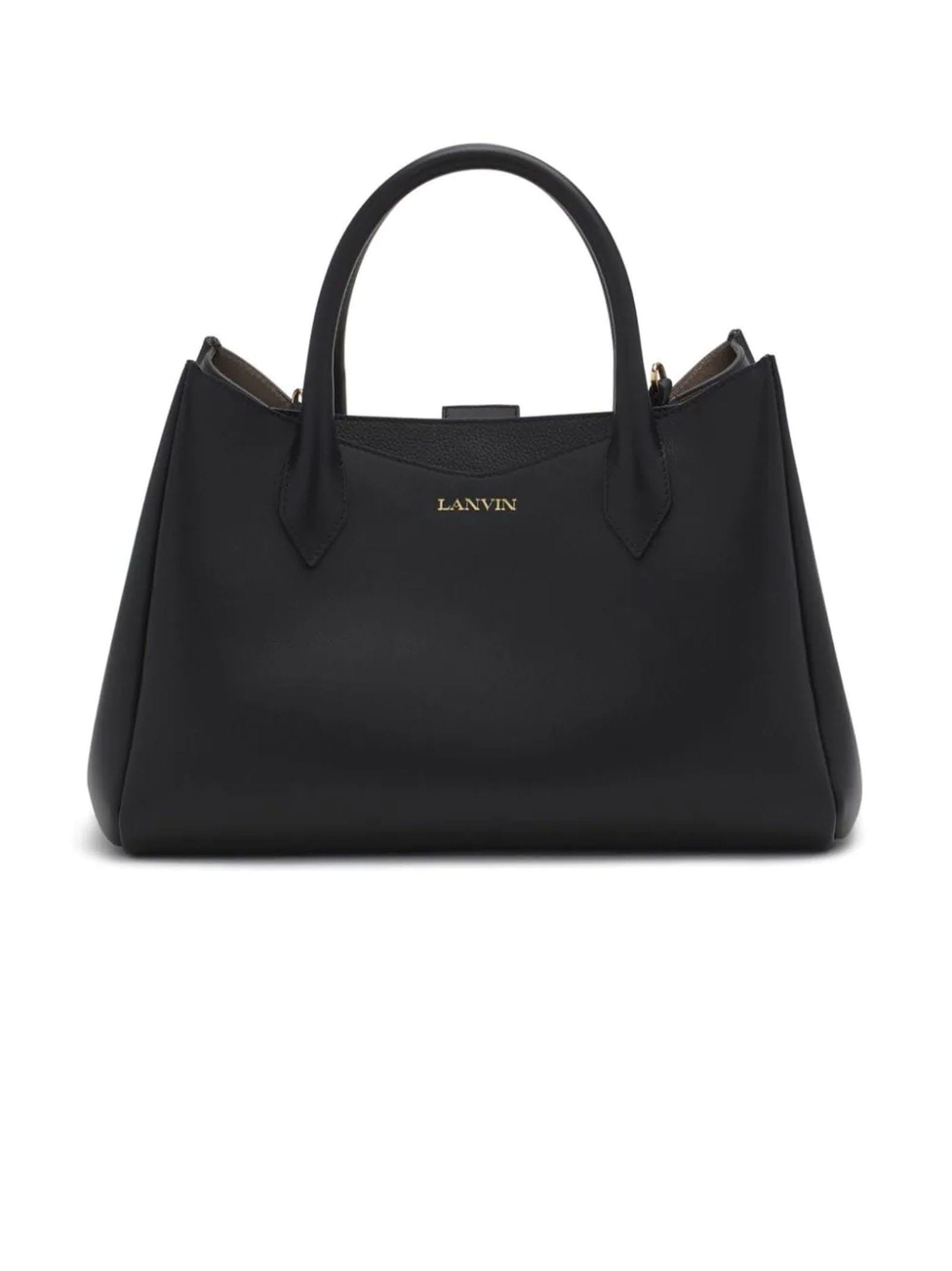 Shop Lanvin Black Calf Leather Tote Bag