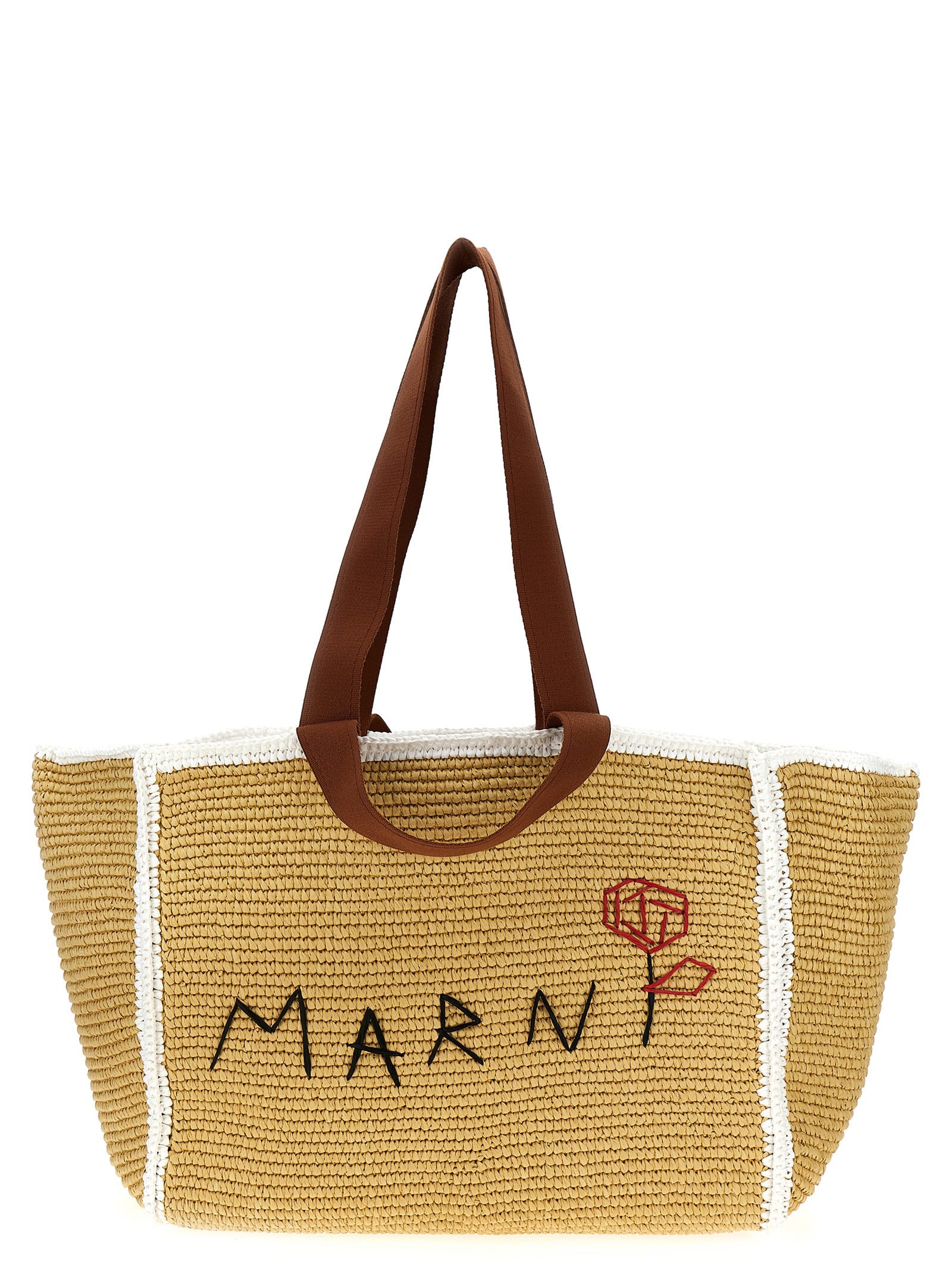 Shop Marni Sillo Shopping Bag In Beige