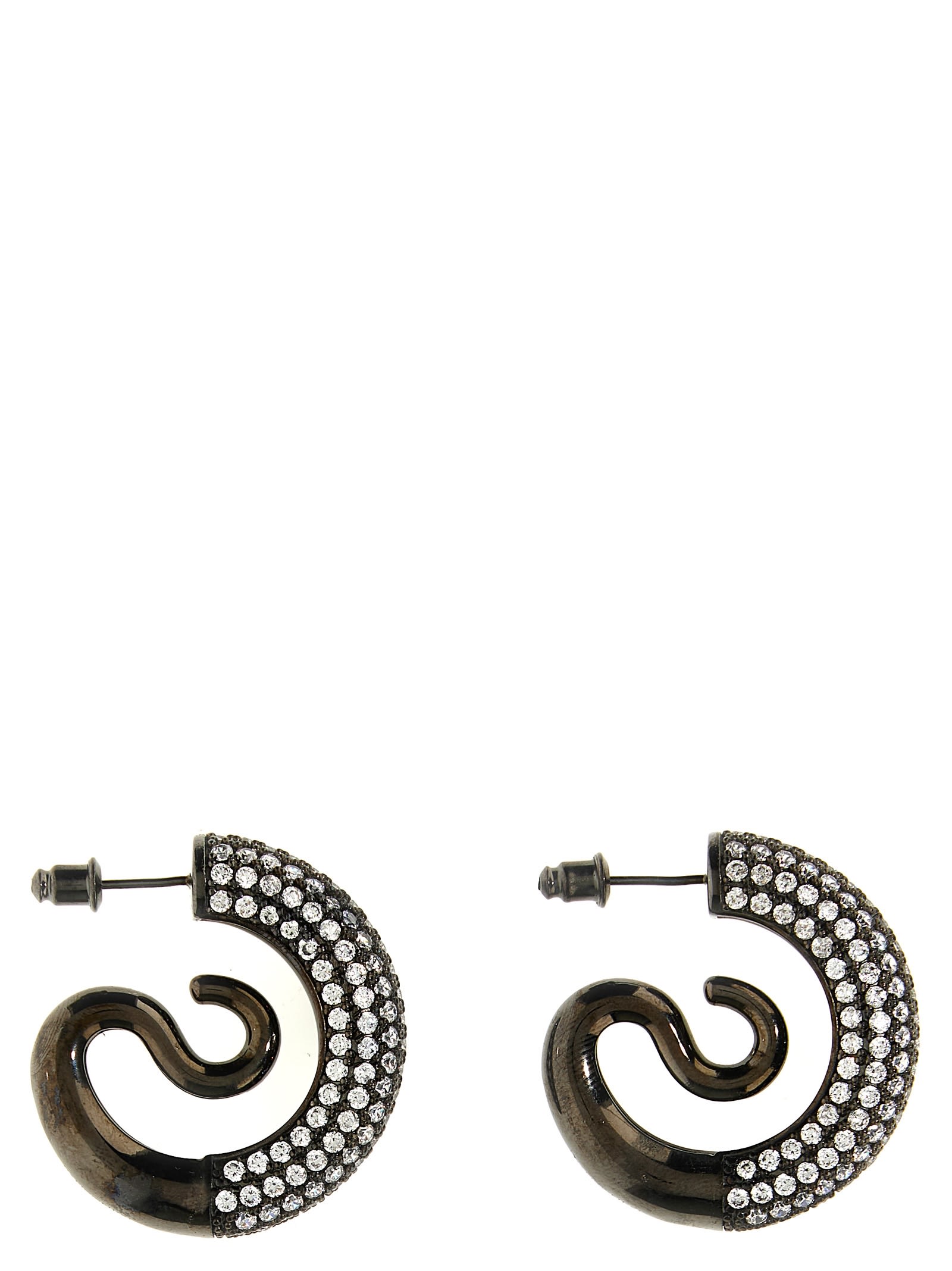 Shop Panconesi Crystal Serpent Hoops Earrings In Silver