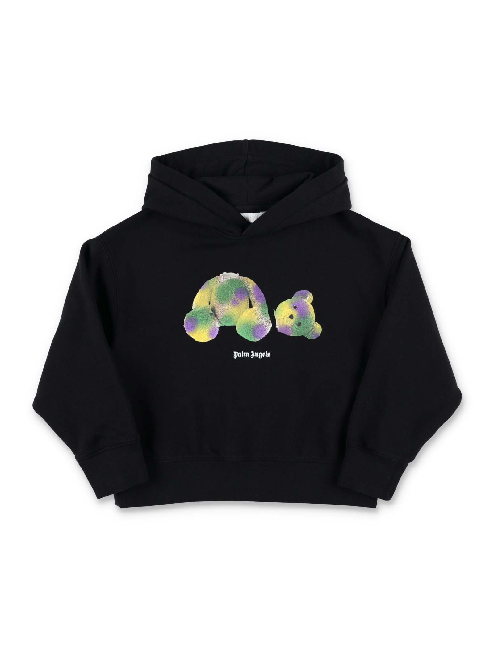 Palm Angels Kids' Hoodie Orsetto In Black Green