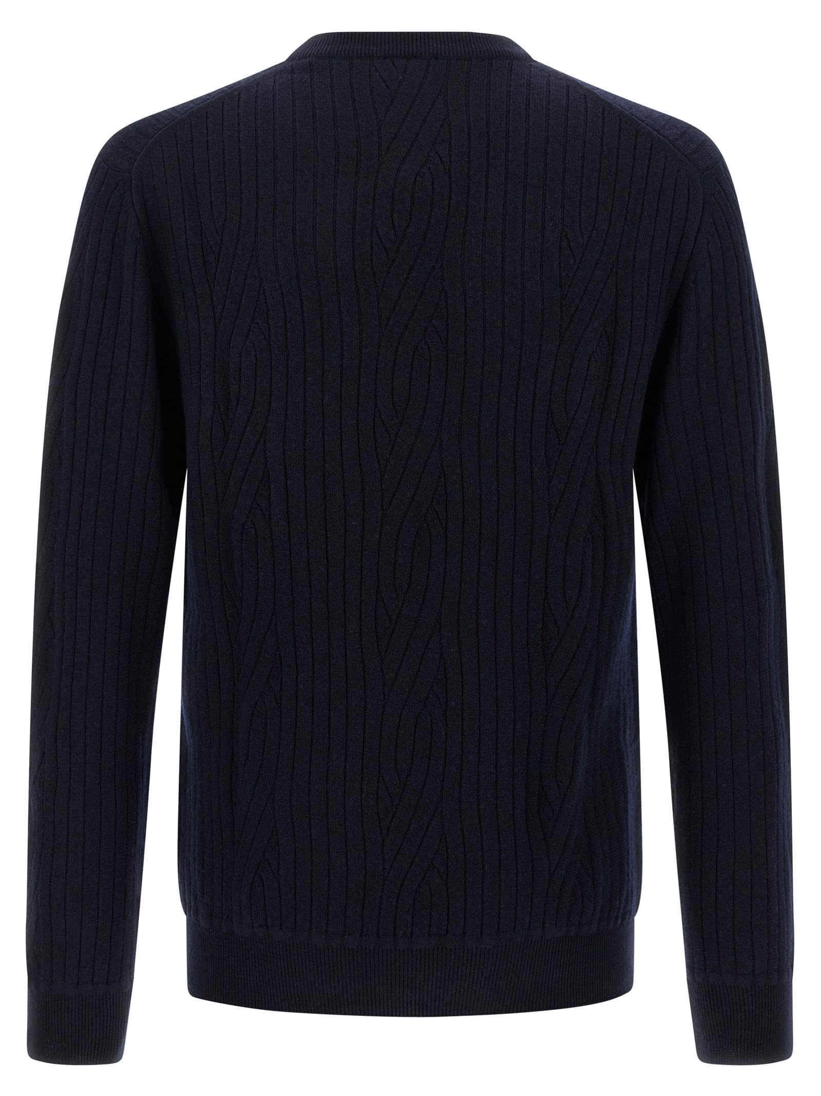 Brioni Ribbed And Braid Sweater Sweaters And Cardigans Blue In Blue