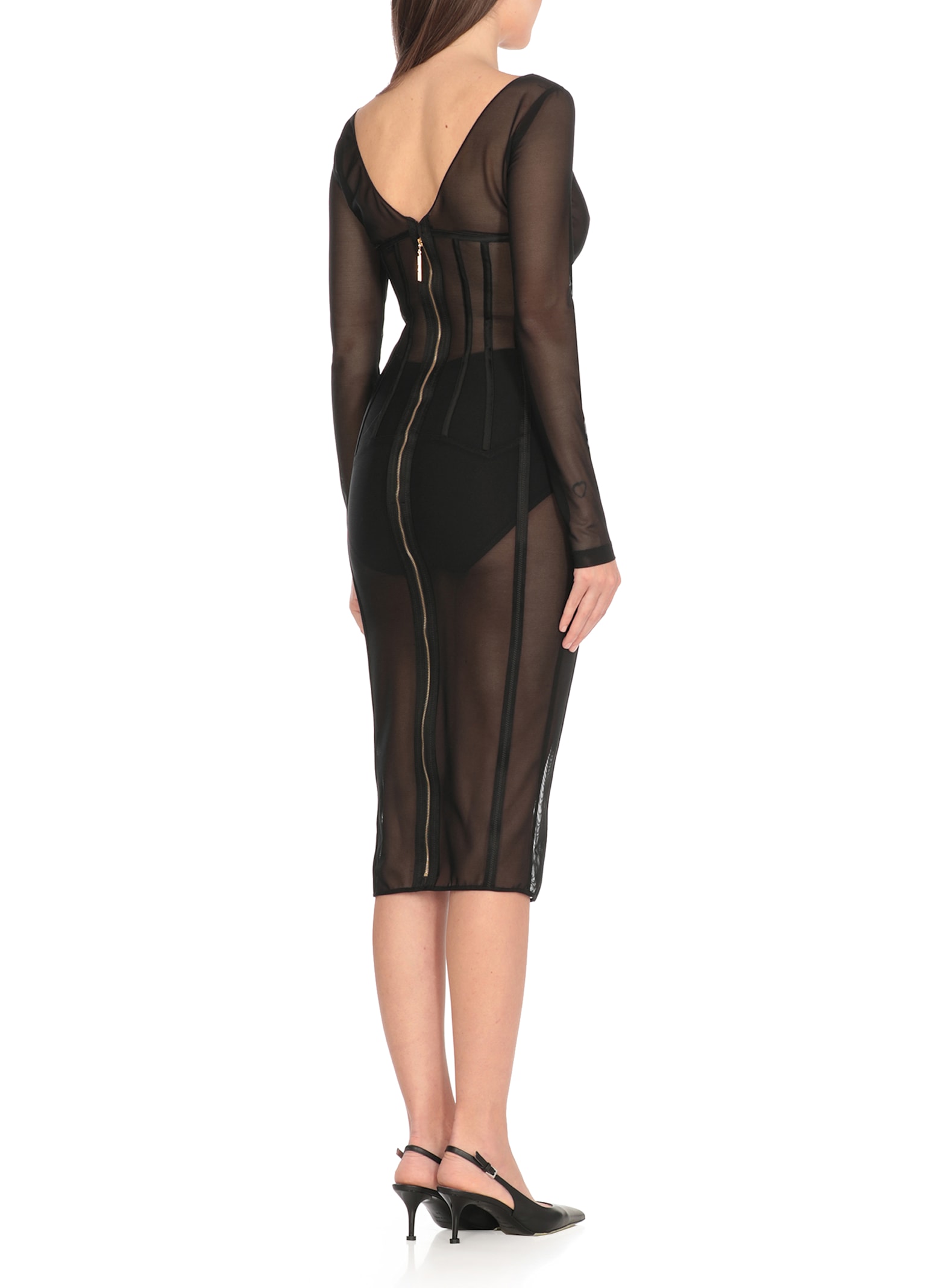 Elisabetta Franchi Tulle Midi Dress