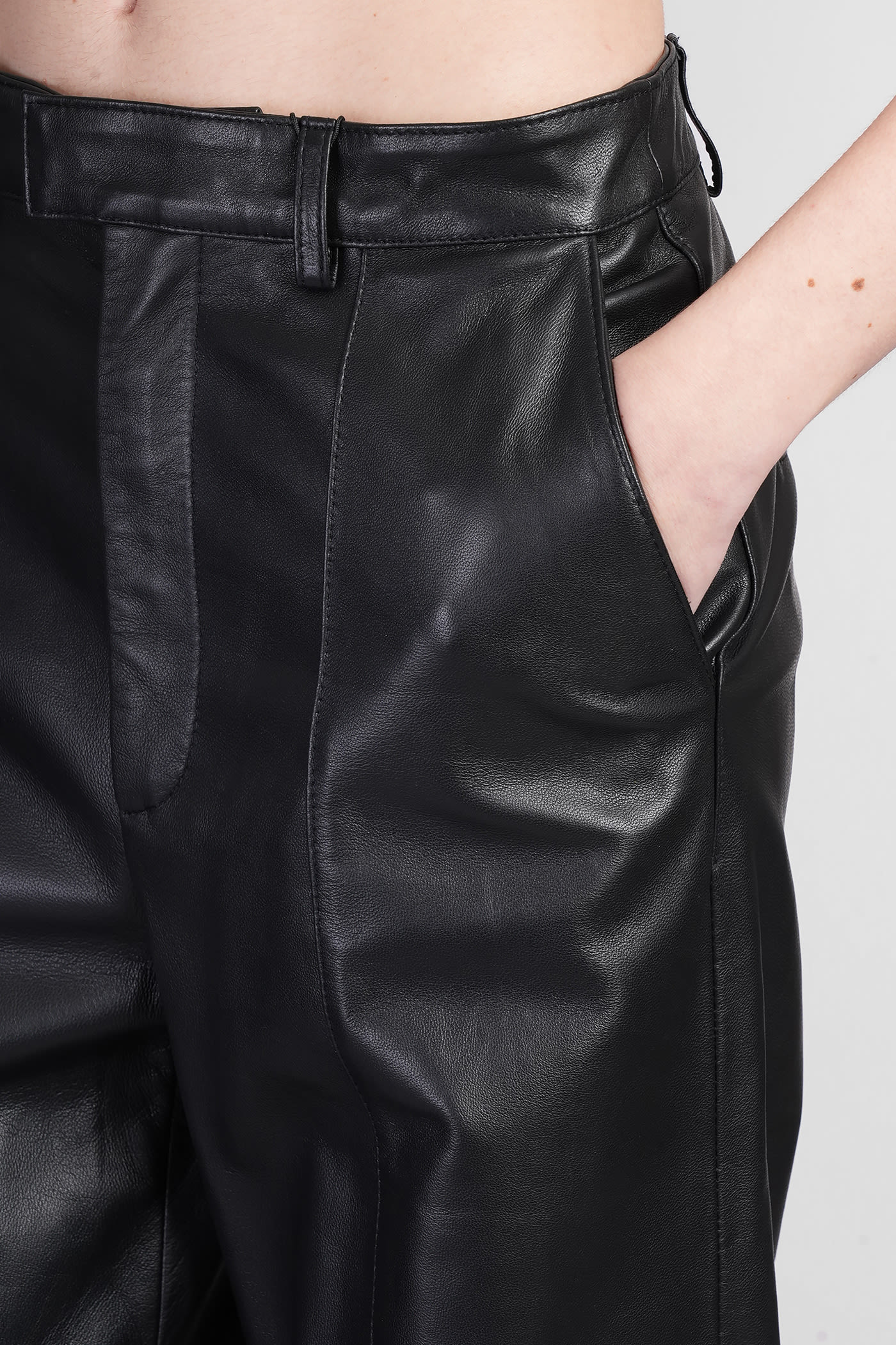 Giuseppe Di Morabito Pants In Black Leather In Black