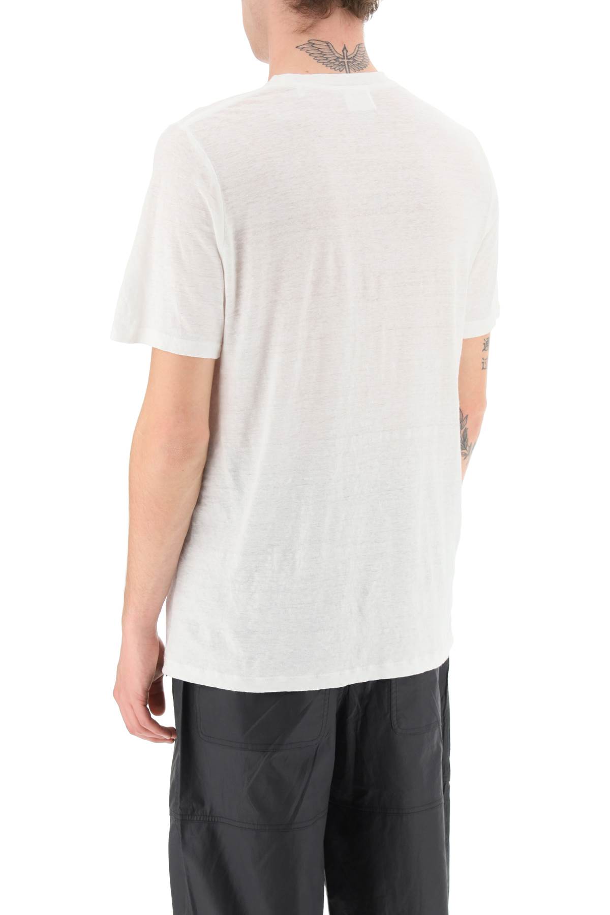 Shop Isabel Marant Karman Linen Logo T-shirt In White (white)