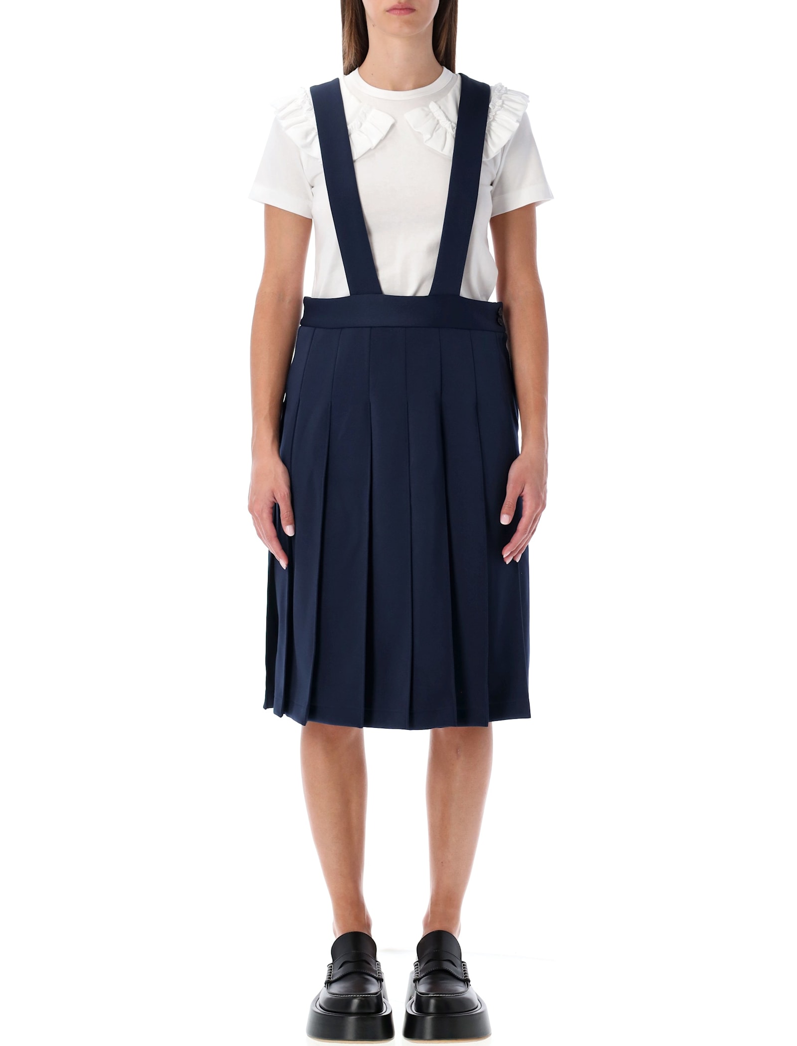 Comme Des Garcons Girl Pleated Pinafore Dress In Blue