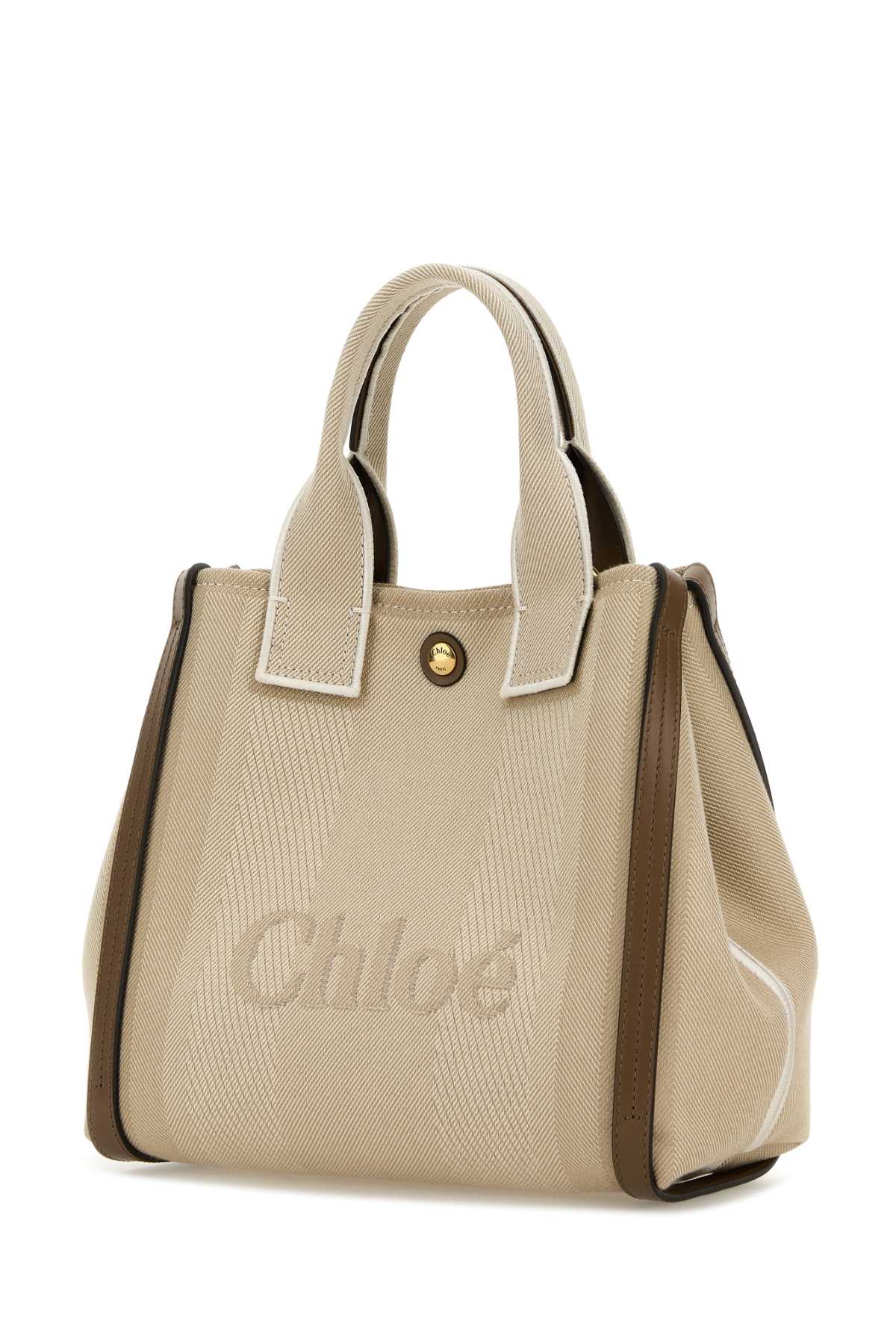 Chloé Multicolor Canvas Small Chloã© Carry Shopping Bag In Brown