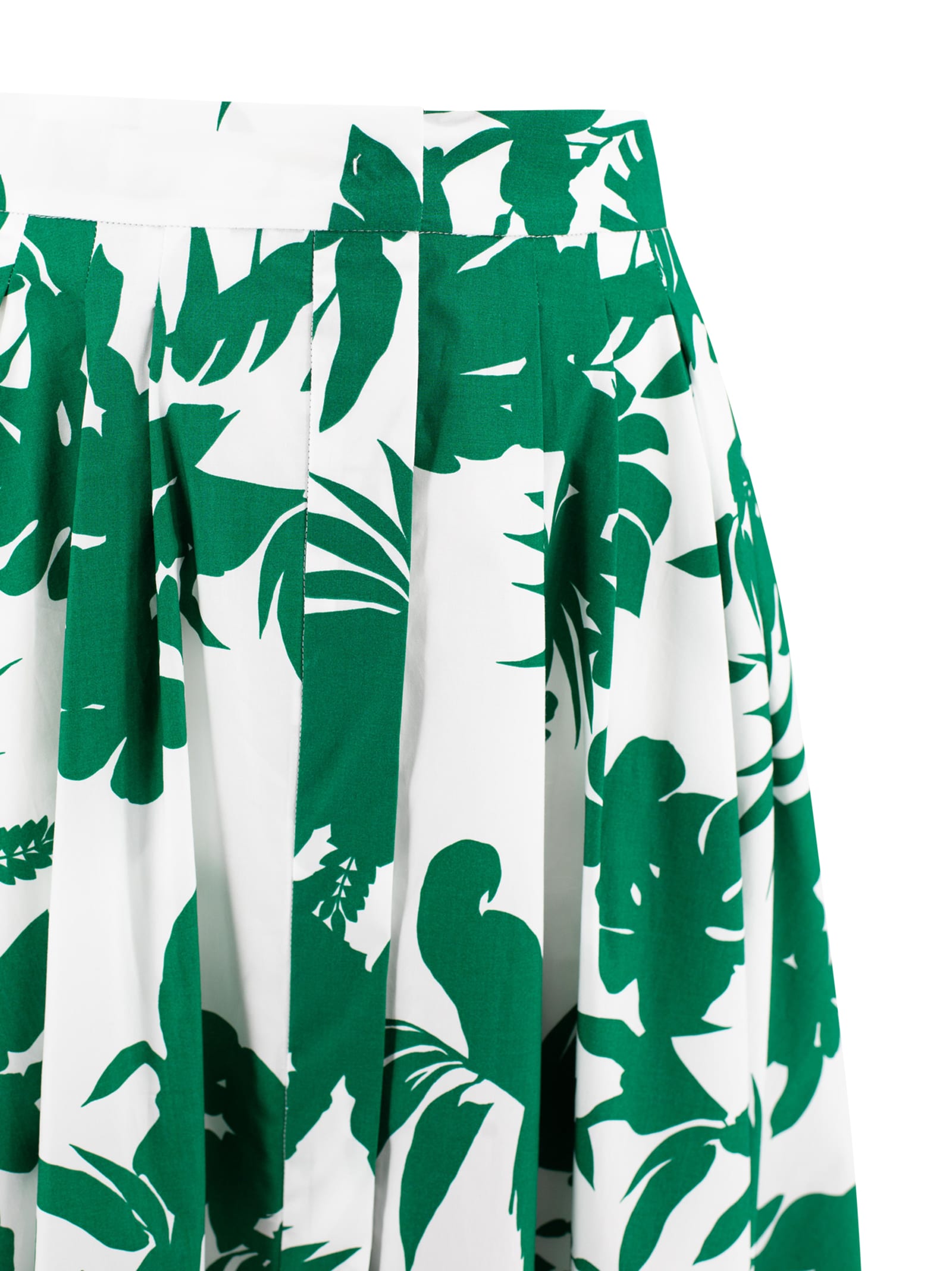 Max Mara Printed Poplin Pleated Skirt In Fantasia