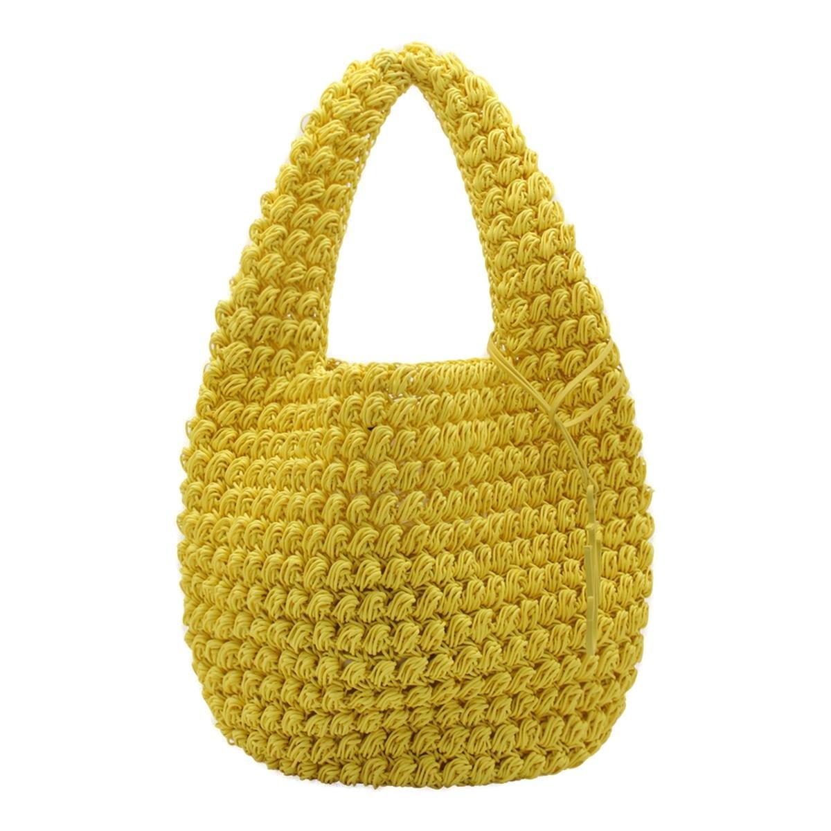 Shop Jw Anderson Logo Charm Popcorn Large Basket Bag In Yellow