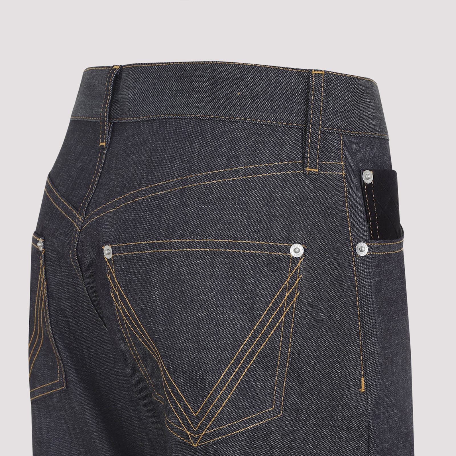 Bottega Veneta High-waisted Flared Denim Jeans With Contrasting Stitching In Blue
