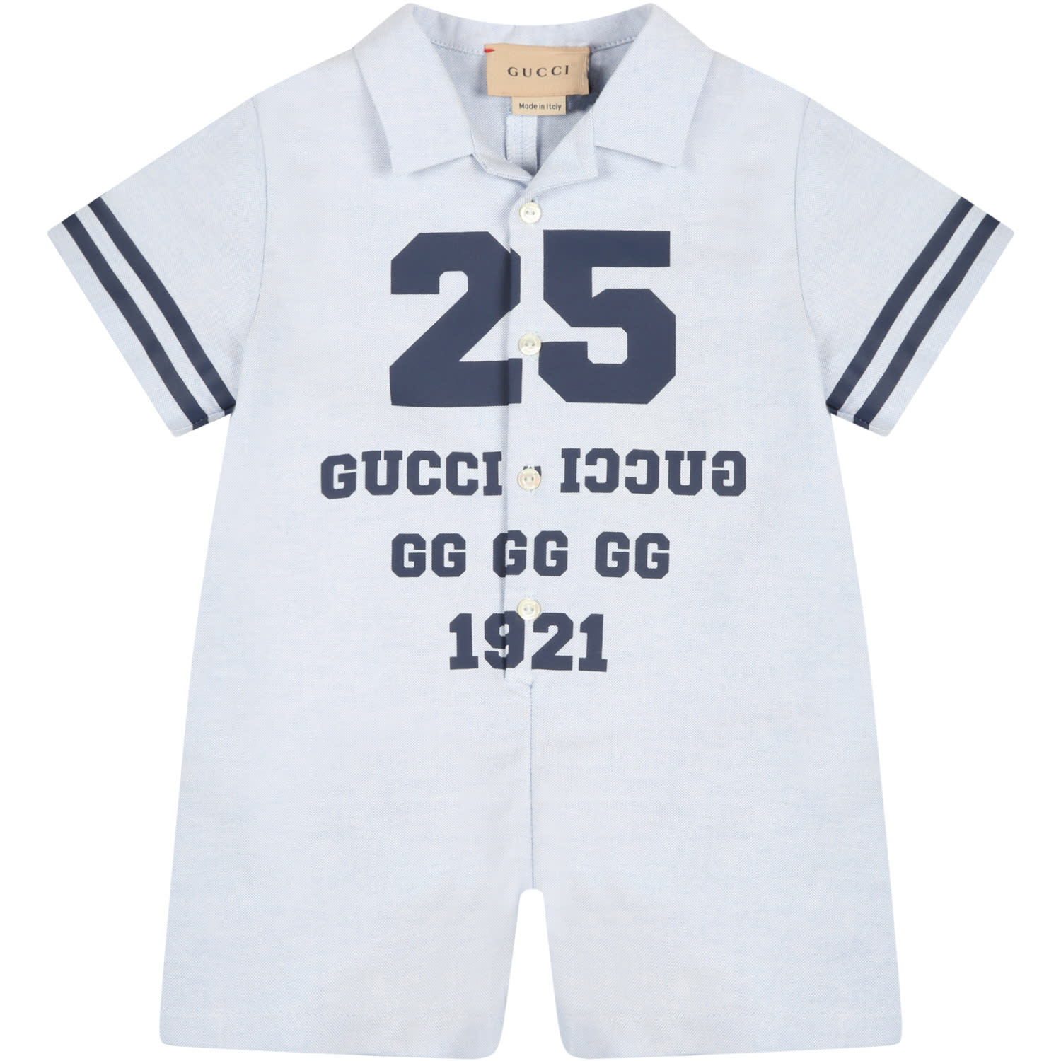 Gucci Light-bleu Romper For Baby Boy With Logo