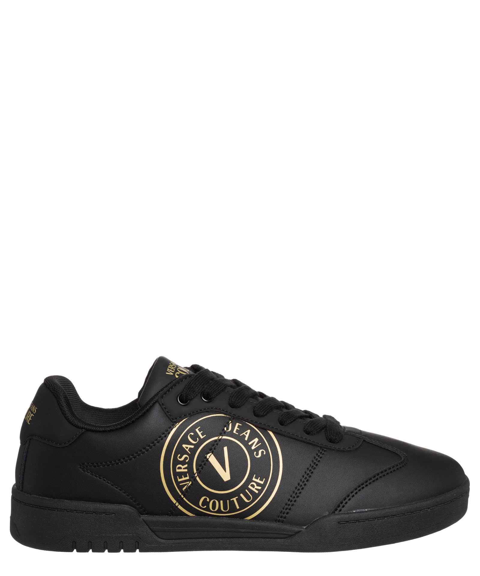 VERSACE JEANS COUTURE BROOKLYN V-EMBLEM LEATHER SNEAKERS