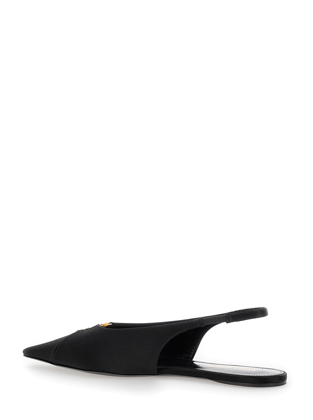 Shop Saint Laurent Babylon Black Slingback Ballet Shoes In Crêpe Satin Woman