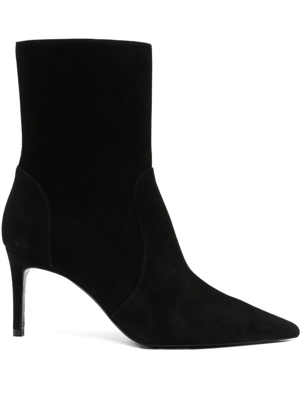 Stuart Weitzman Black Ankle Boots With Stiletto Heel And Zip Closure On The Side In Suede Woman In Black