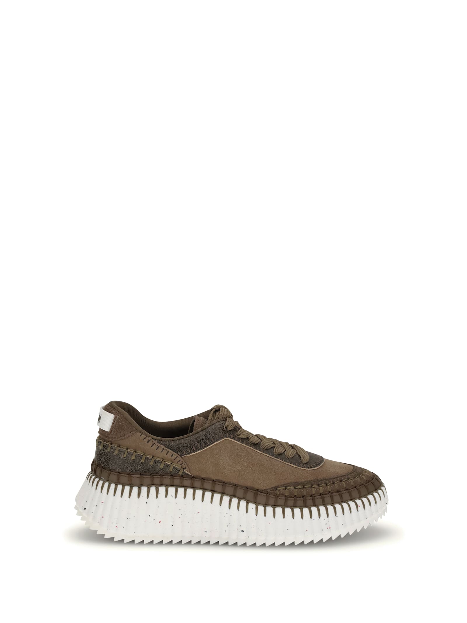 Chloé Nama Mixed Leather Low-top Platform Sneakers In Brown