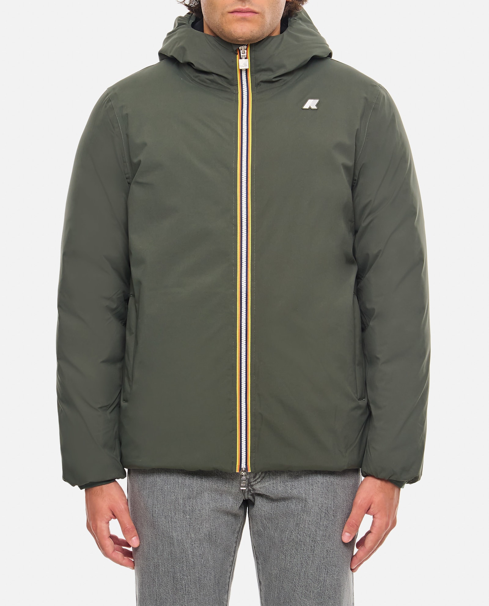 K-way Duck Down Padded Jack St Thermo Reversibile Jacket In Green