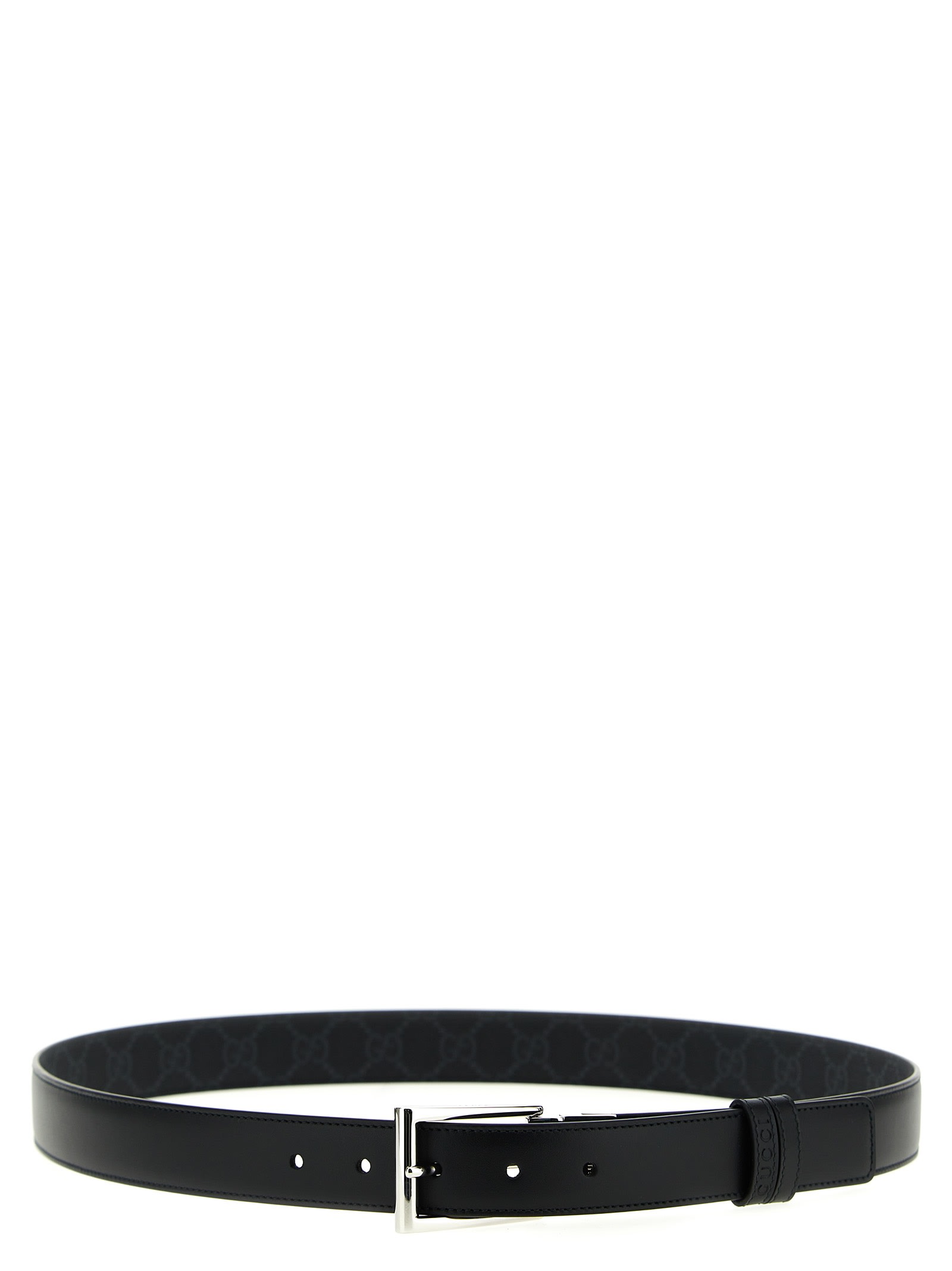 Shop Gucci Rectangular Buckle Reversible Belt In Black