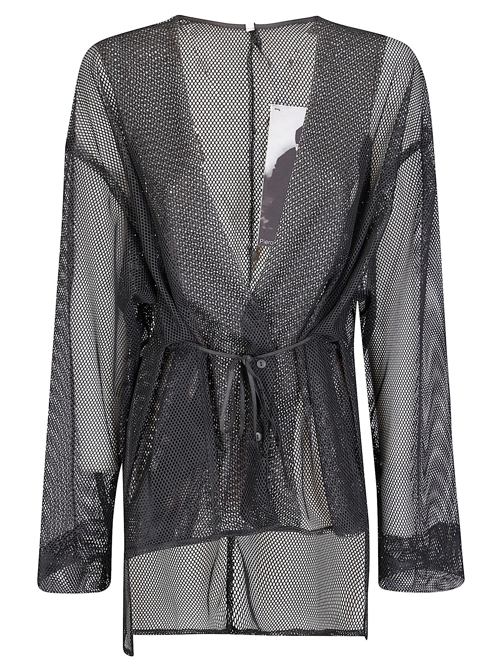Maria Calderara Lightweight Black Mesh Jacket With Deep V-neck In Black