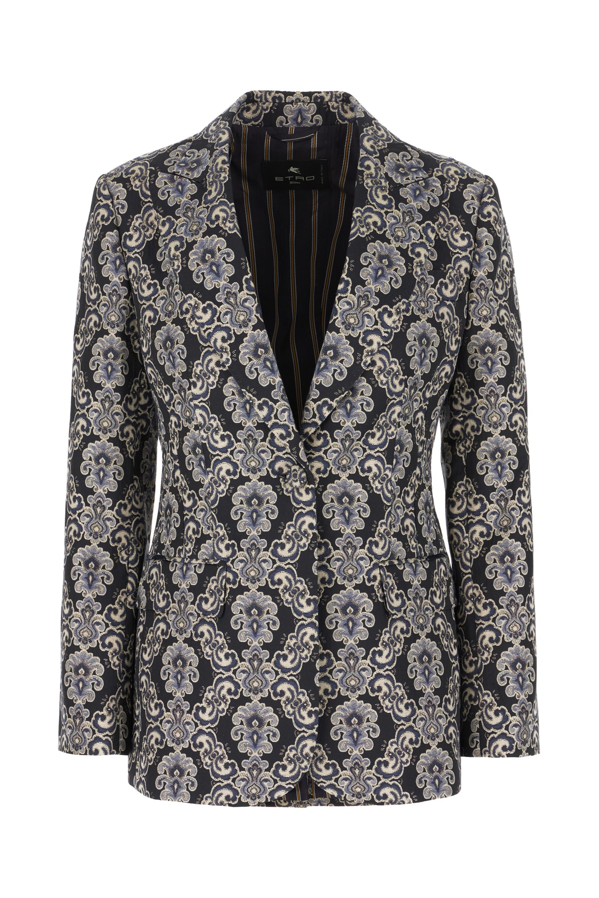 Etro Embroidered Polyester Blend Blazer In Multicolor Blu