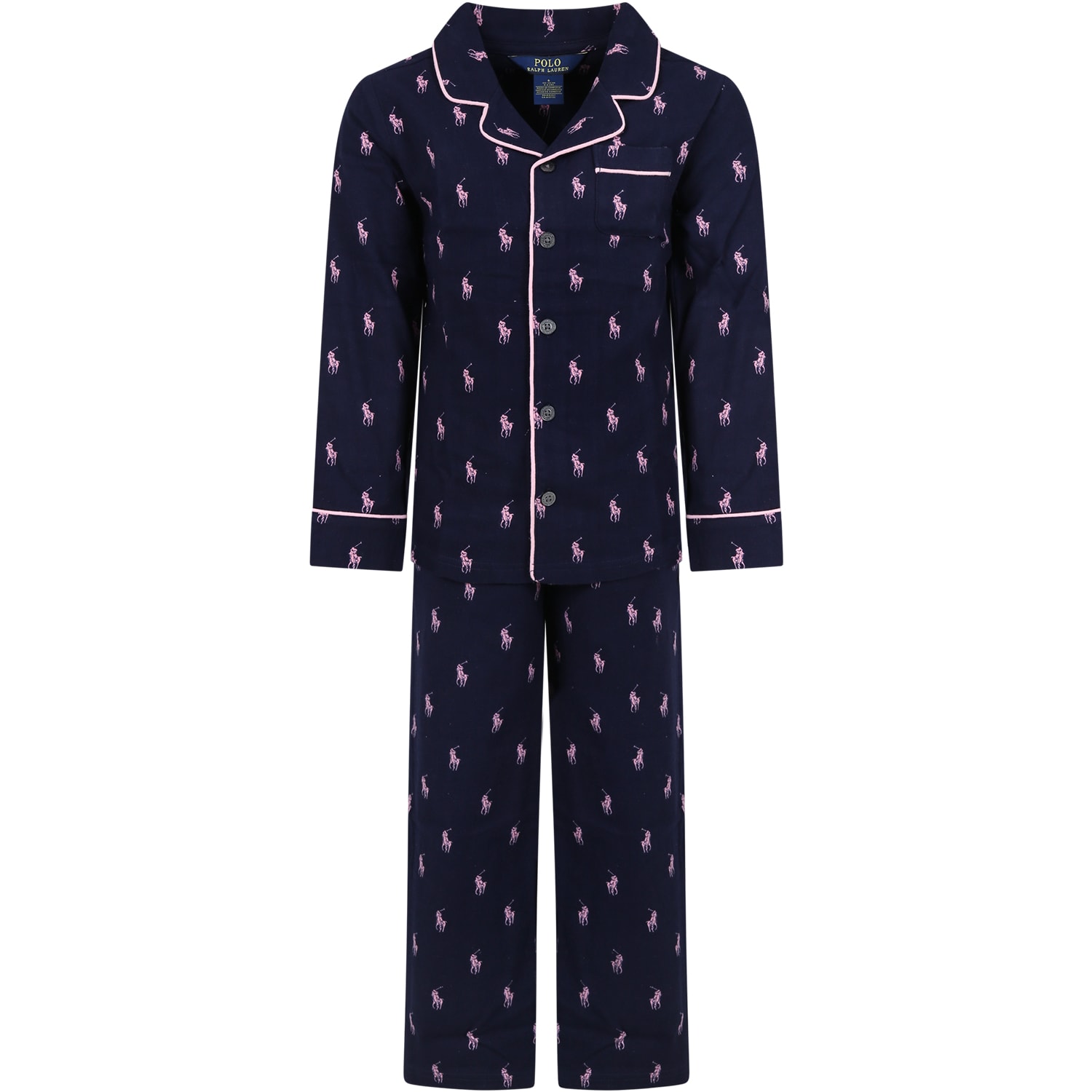 Ralph Lauren Kids' Blue Pajamas For Girl With Iconic Pony