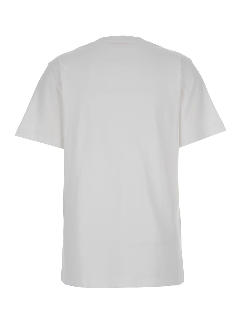 Marni White Crewneck T-shirt With Floral Print With Logo On The Front In White