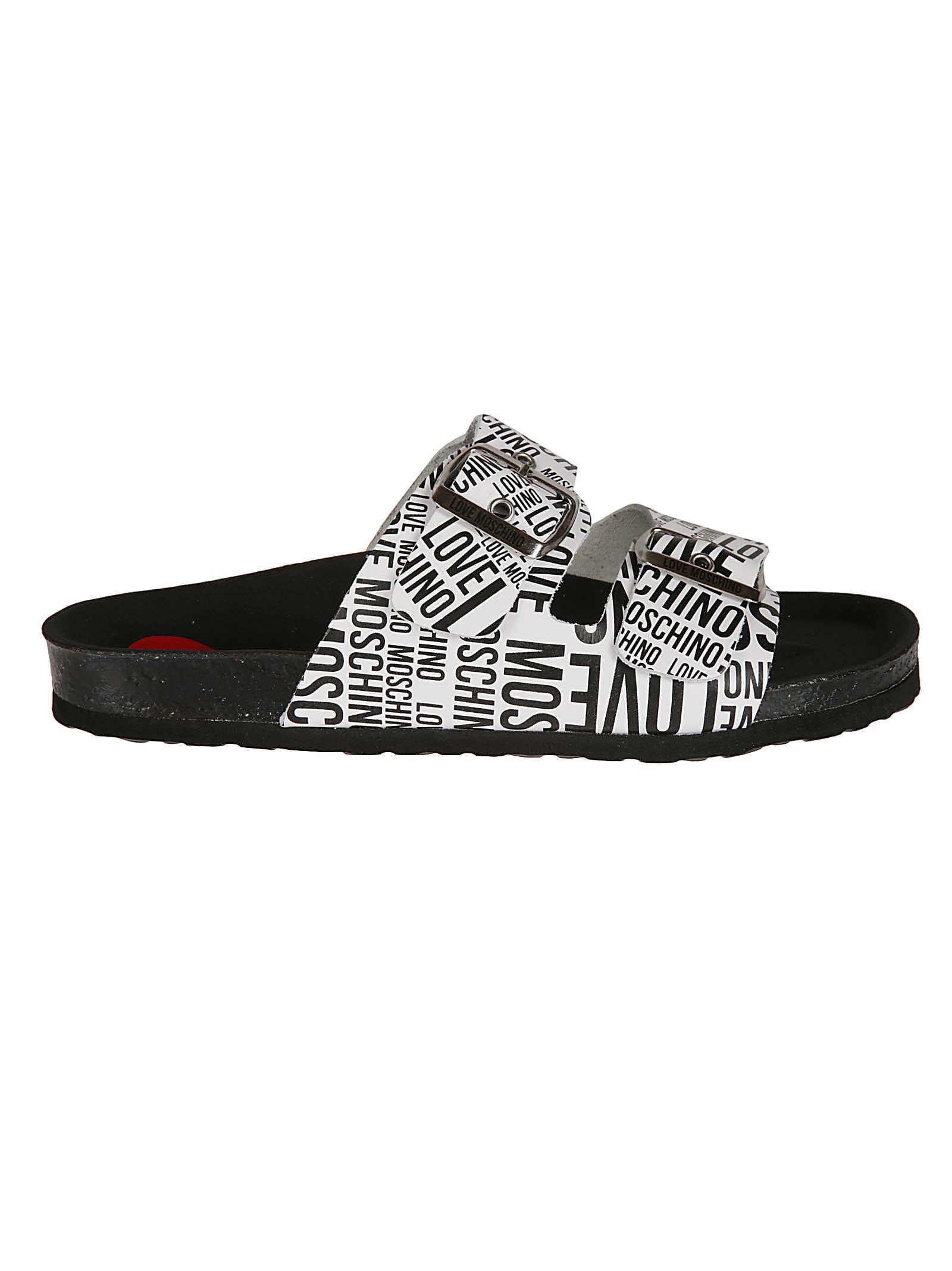 Love Moschino Double Buckled Strap Logo Flat Sandals