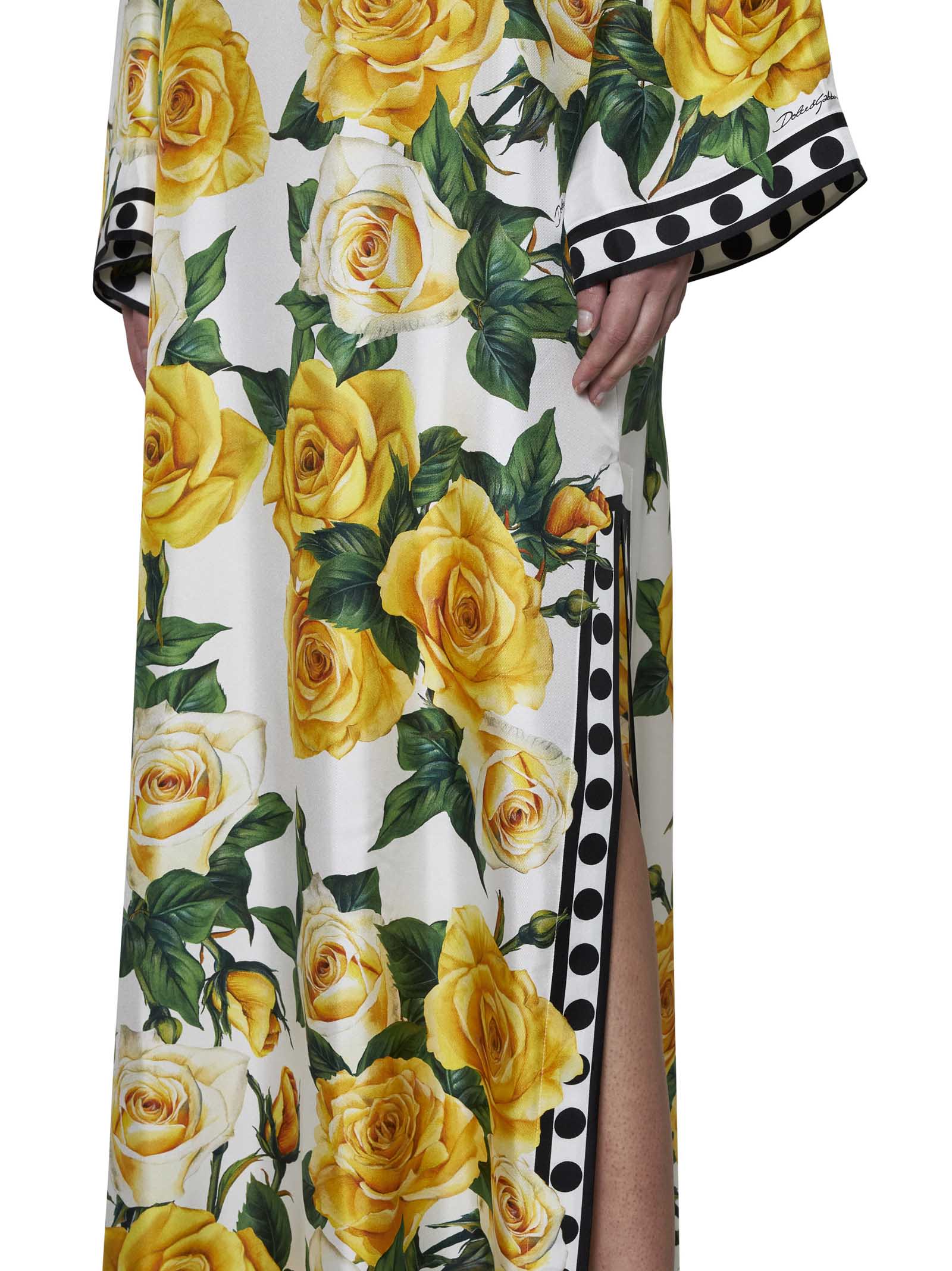 Shop Dolce & Gabbana Dress In Rose Gialle Fdo Bco