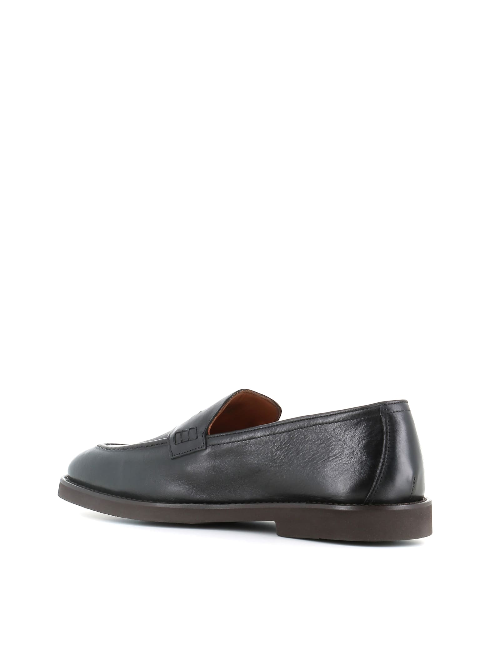 Doucal's Penny Loafer With Smooth Leather Finish In Black