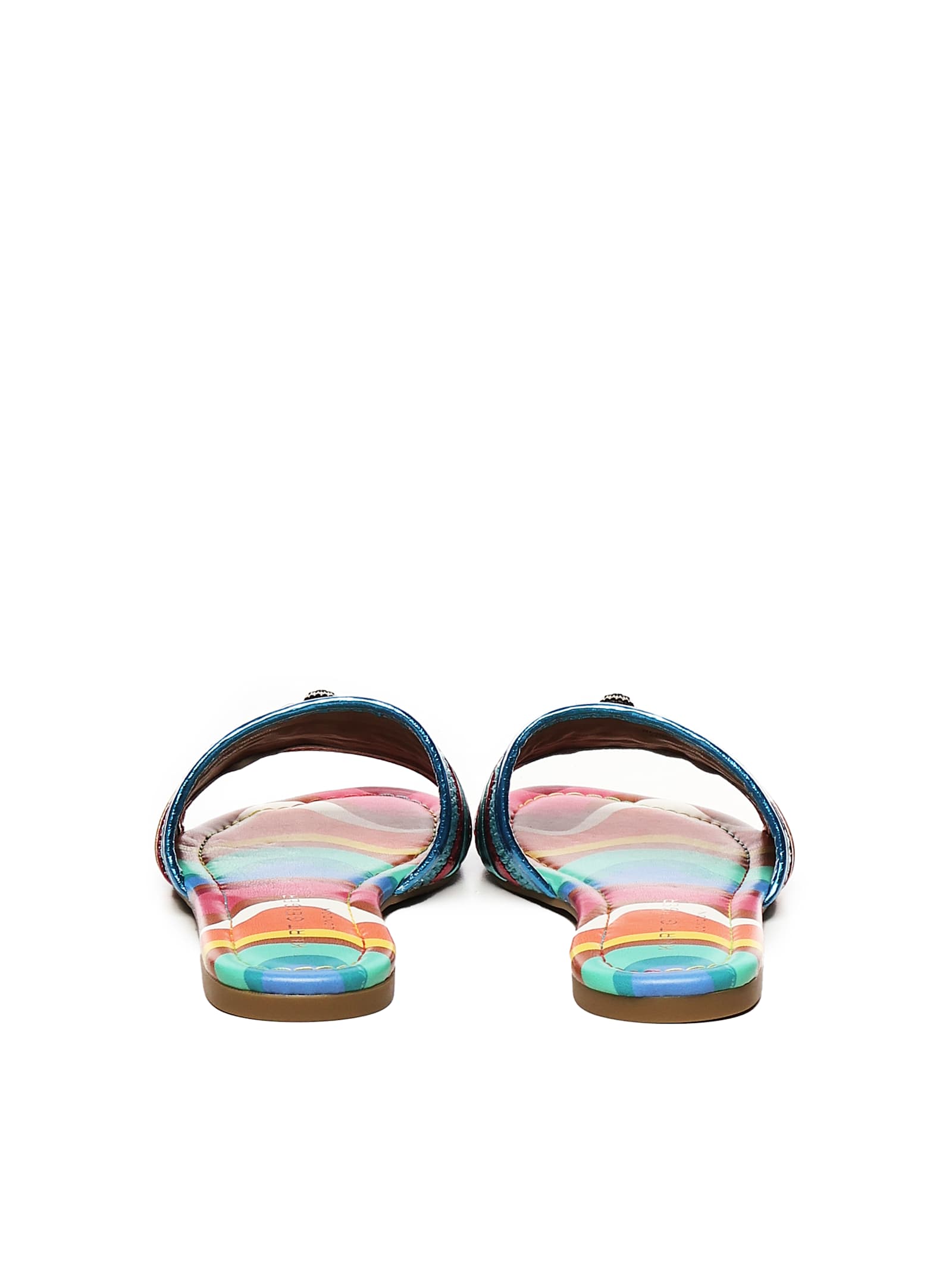 Kurt Geiger Rainbow-print Metallic-stripe Sandals In Multi