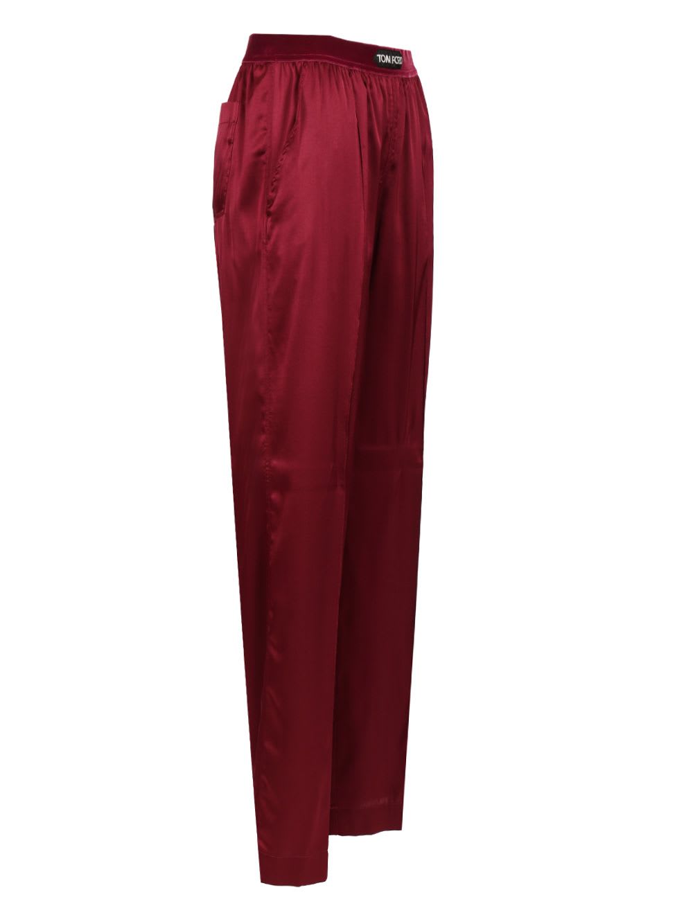 Tom Ford Stretch Silk Pajamas Trousers In Burgundy