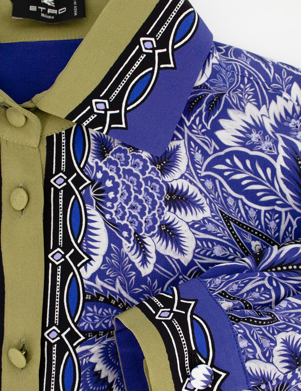 Shop Etro Blouse In Print On Blue Base