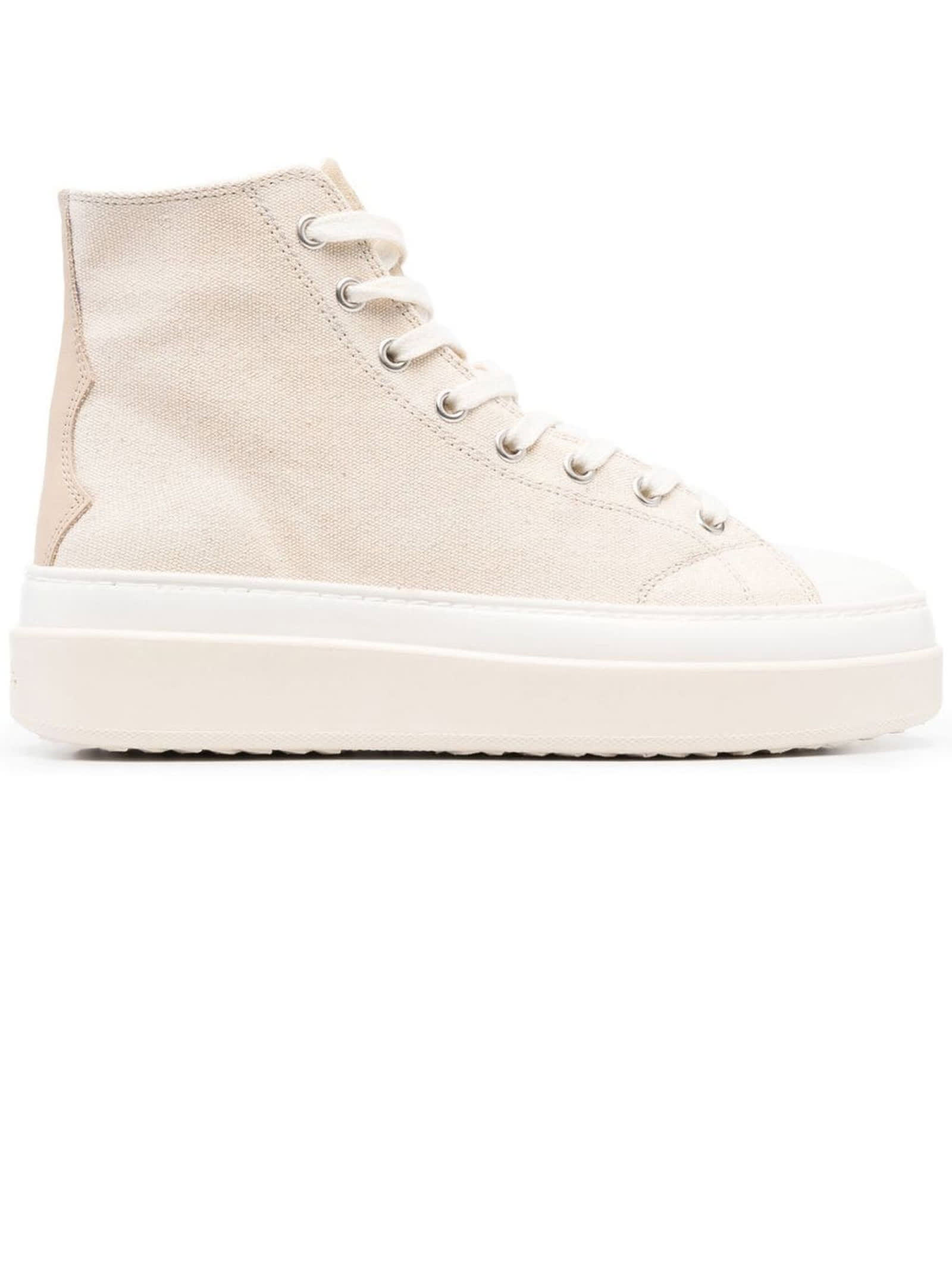 ISABEL MARANT BEIGE LACE-UP HIGH-TOP SNEAKERS