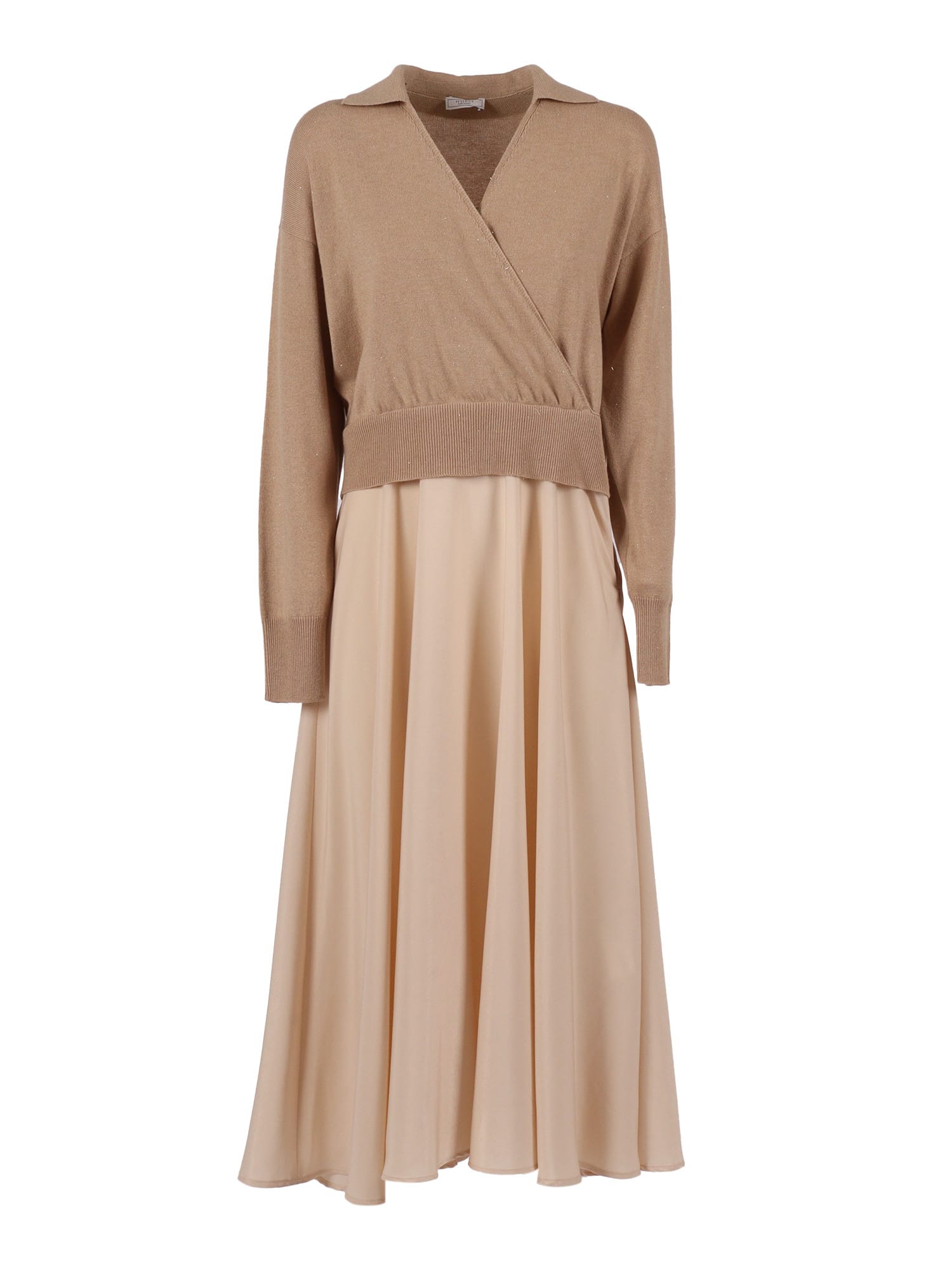 Peserico V-neck Midi Dress In Neutral