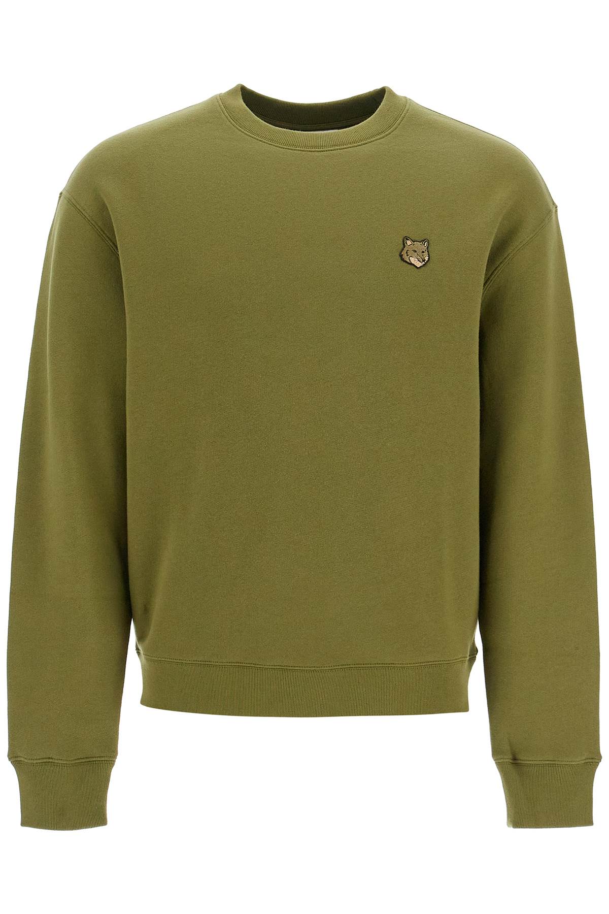 Shop Maison Kitsuné Bold Fox Head Crewneck Sweat In Military Green (green)