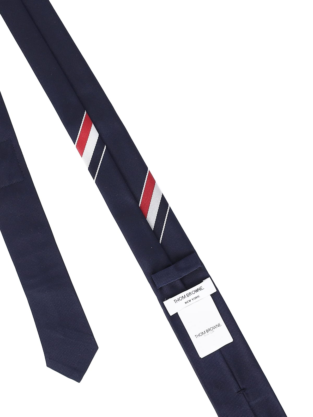Shop Thom Browne Striped Detail Tie In Blue