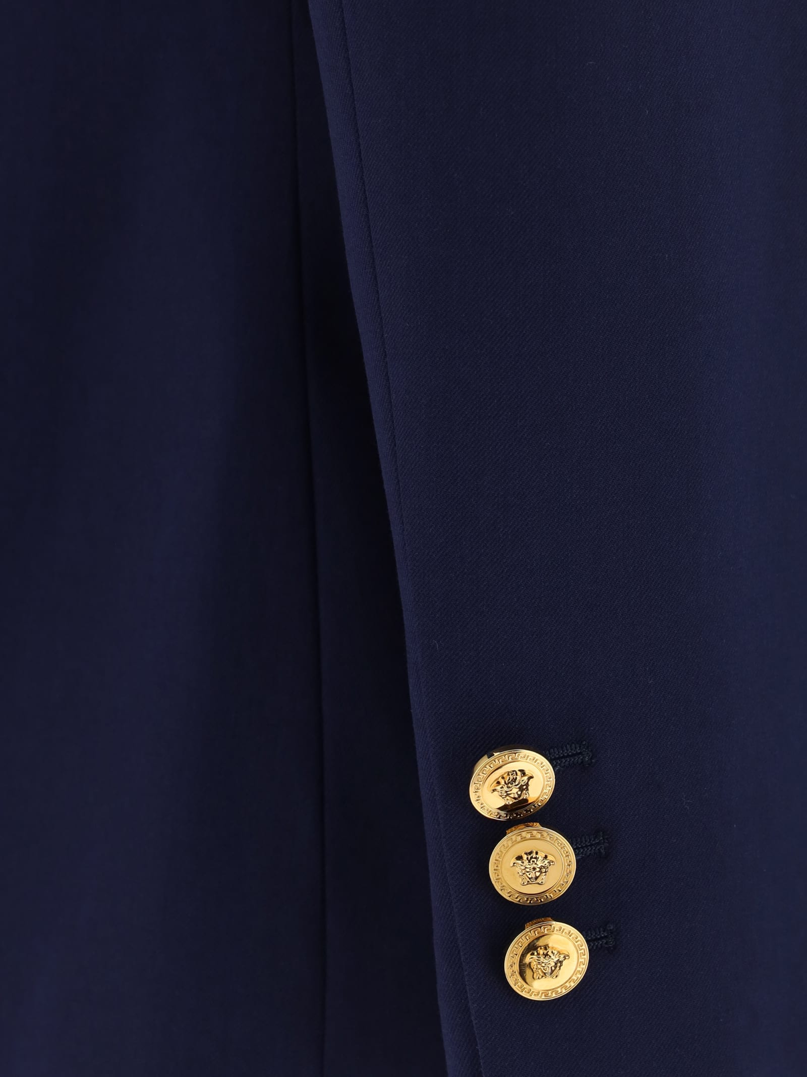 Shop Versace Blazer Jacket In Navy Blue