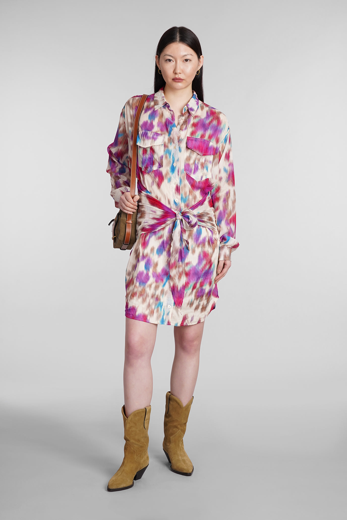 Shop Marant Etoile Nueva Dress In Multicolor Cotton