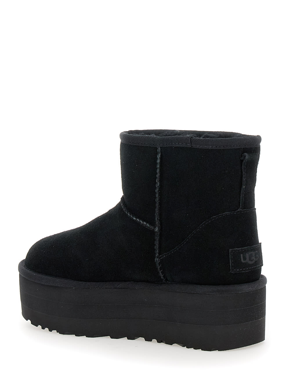 Shop Ugg Classic Mini Platform Black Ankle Boots With Platform In Suede Woman