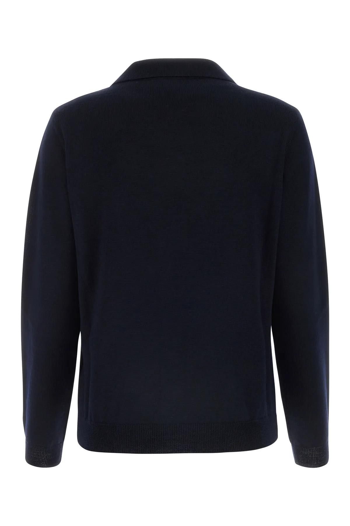 Shop Valentino Navy Blue Wool Cardigan